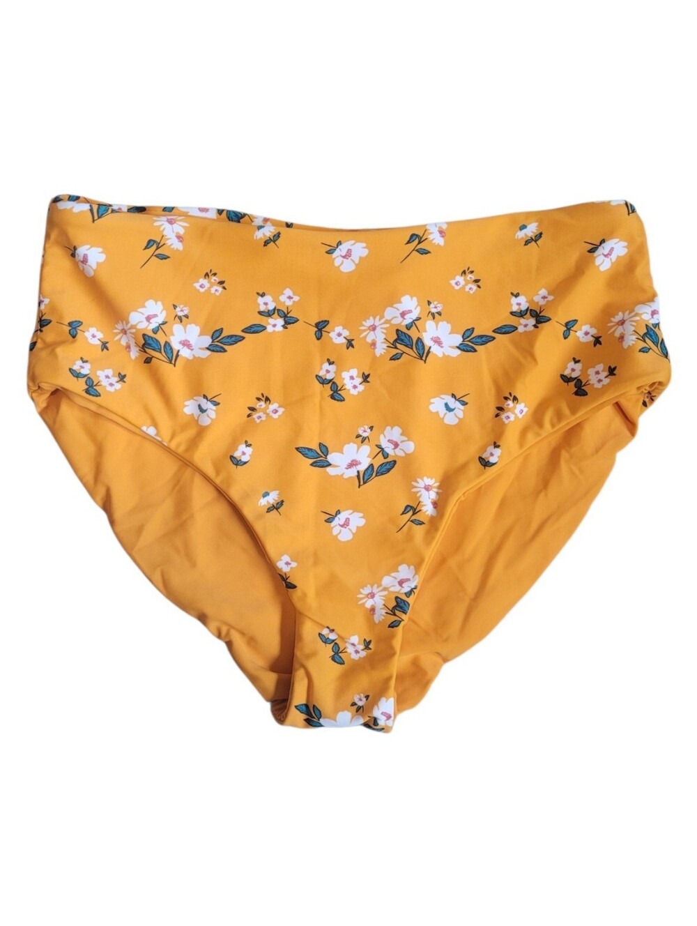 NWT Coral Reef Swim Womens Large High Waist Yellow Floral Swim Bottoms